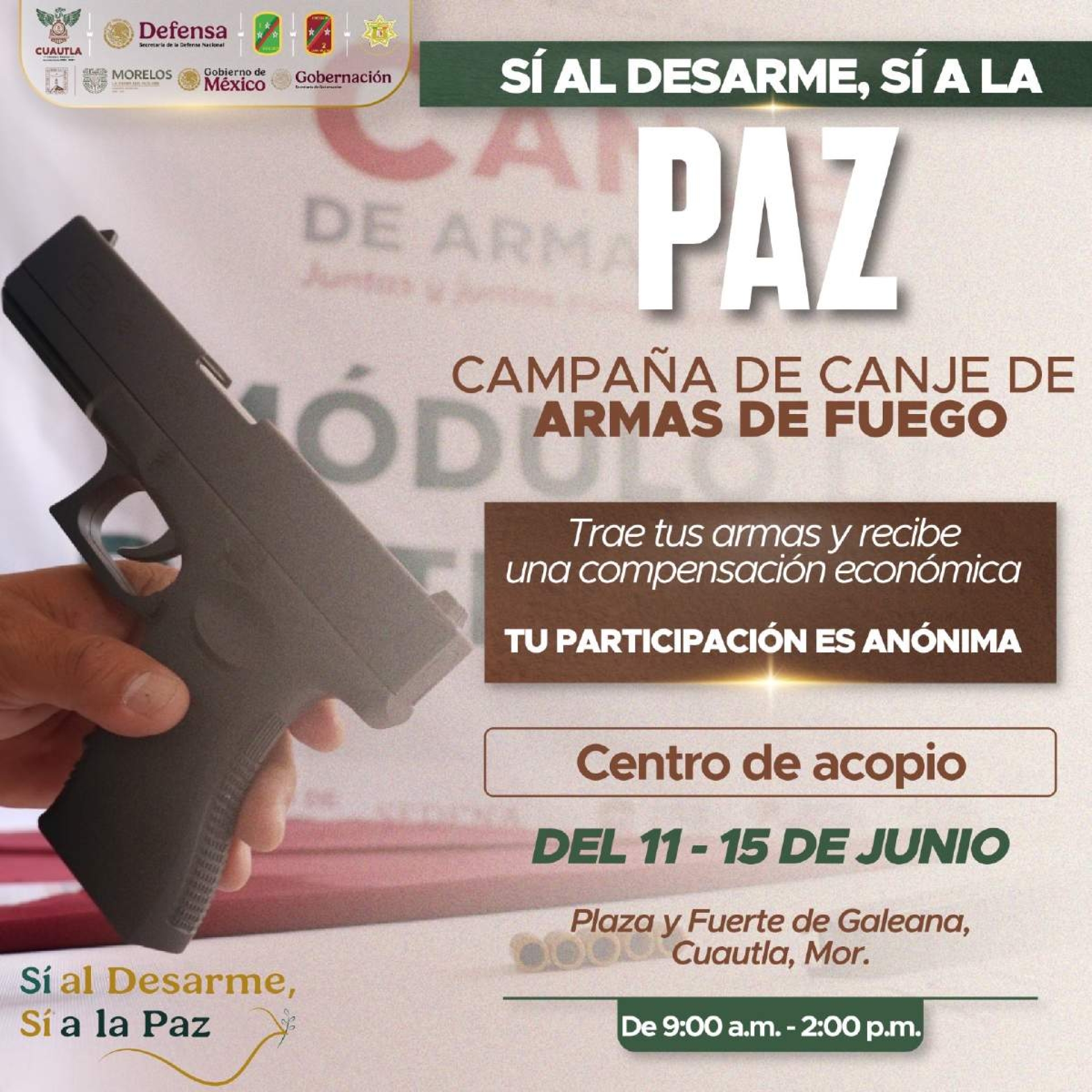 Lista, campaña de desarme voluntario en Cuautla