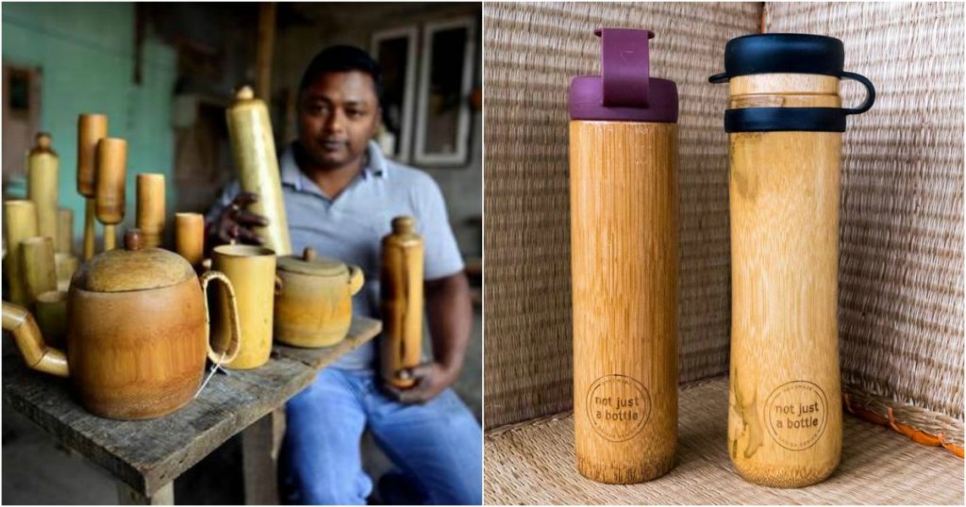 Este hombre ha creado botellas de bambú 100% ecológicas y a prueba de derrames