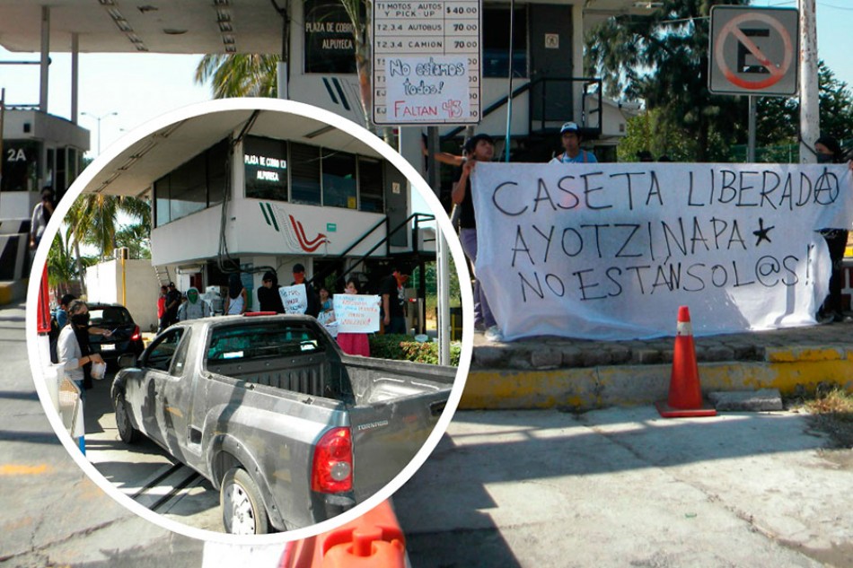 Toman la caseta de Alpuyeca en apoyo a normalistas de Ayotzinapa