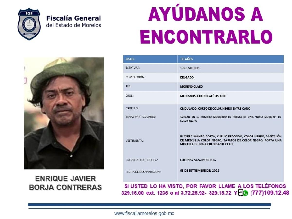 Solicita FGE colaboración para localizar a Enrique Borja conocido como 'Michael Jackson de Cuernavaca'