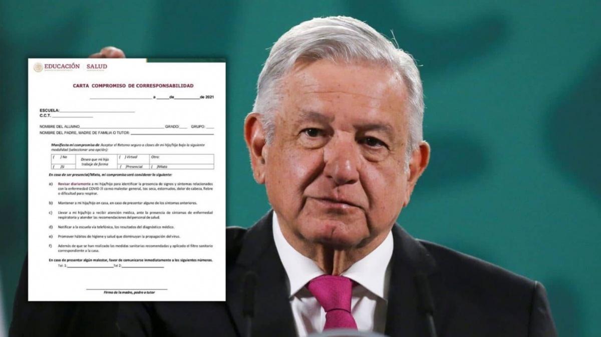 AMLO asegura que la carta compromiso para regreso a clases "no es obligatoria"