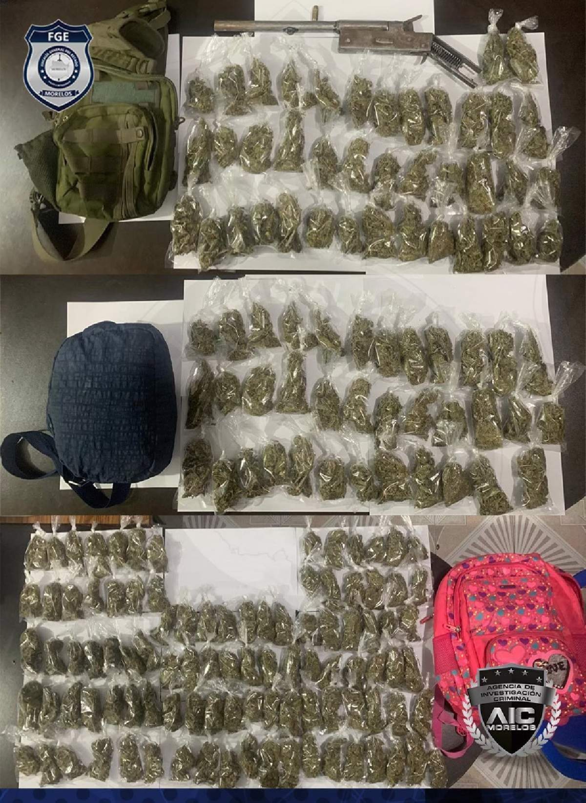 Los descubrieron en poder de 174 bolsas de marihuana