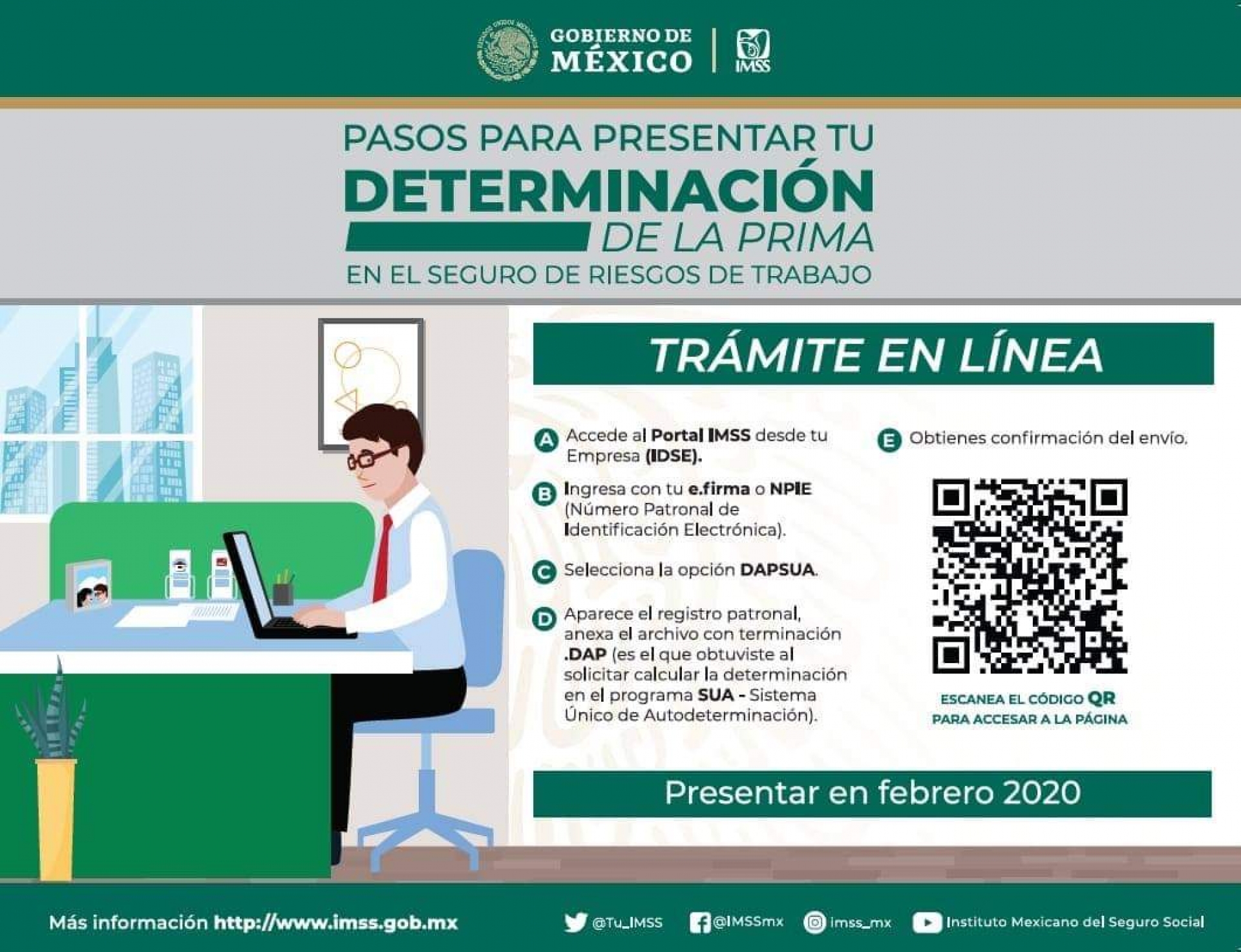 En febrero, patrones deben presentar ante IMSS determinación de prima de riesgos