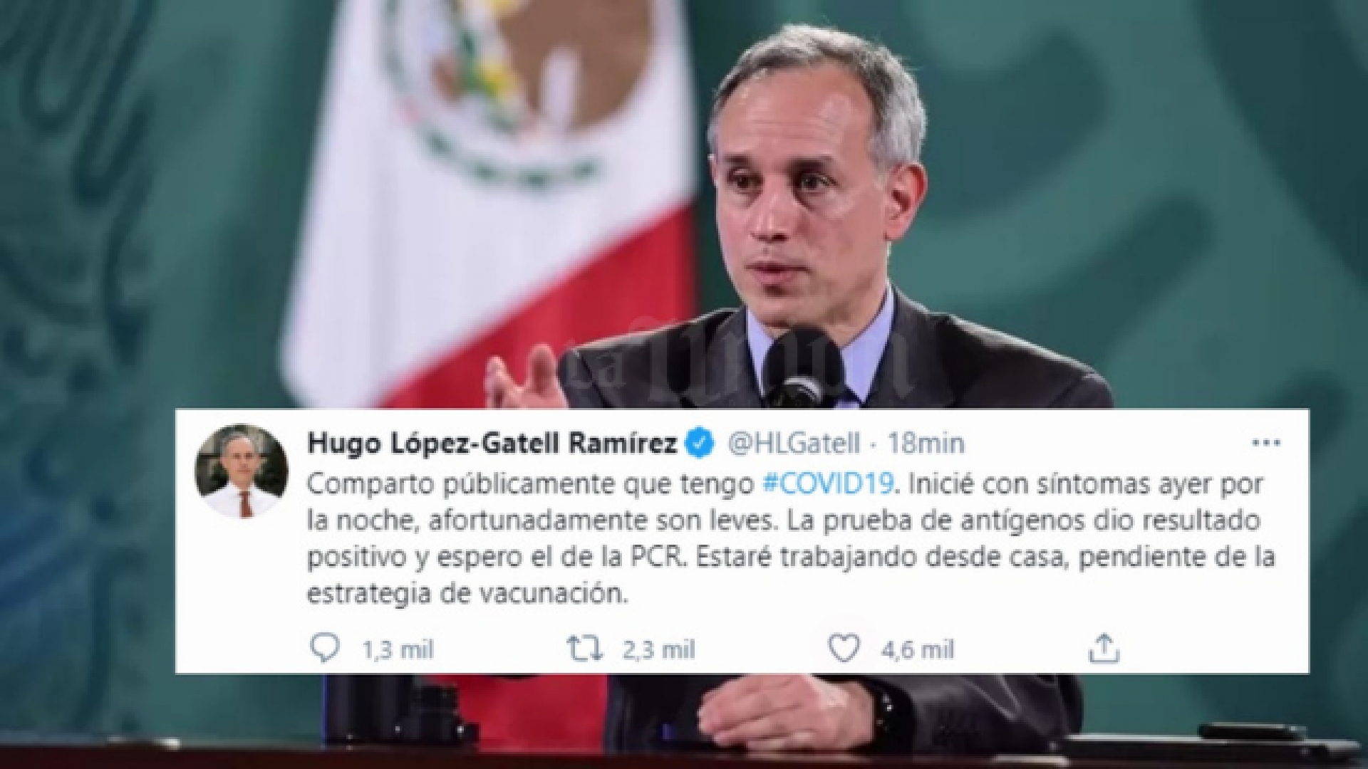 Hugo López-Gatell da positivo a COVID-19