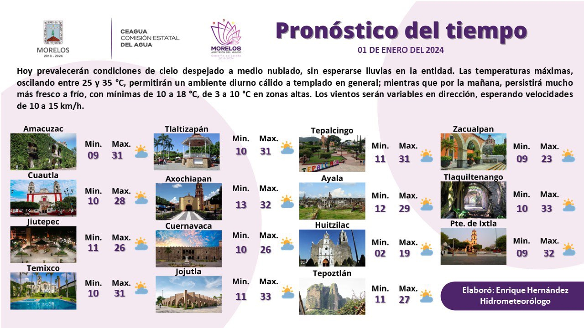 Continúa Morelos con bajas temperaturas por frente frío número 21