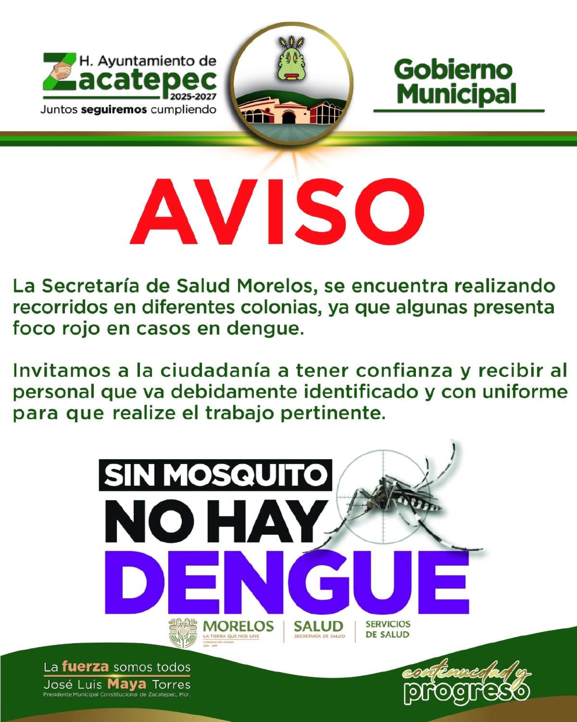 Reportan 'focos rojos' por dengue en colonias de Zacatepec
