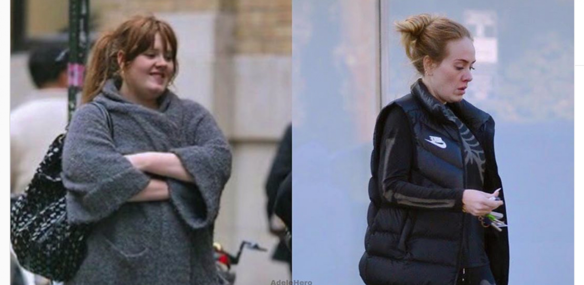 Adele, delgadísima, mostró un rostro totalmente transformado en una fiesta