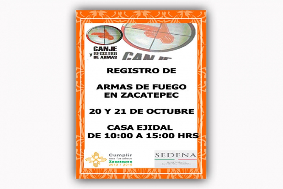 Anuncian segunda campaña de registro de armas en Zacatepec