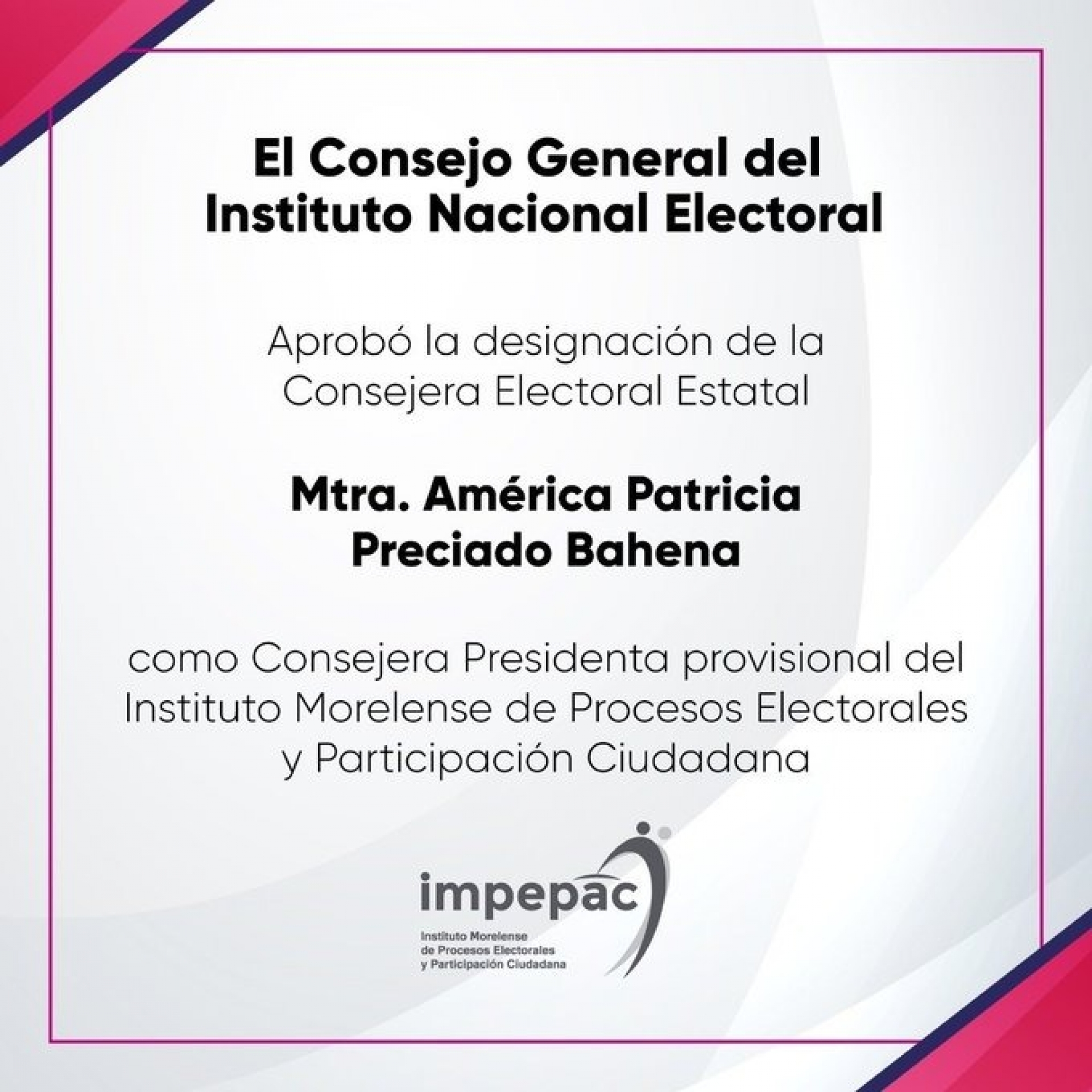 Garantiza presidenta provisional del Impepac coordinación y disposición en el CEE