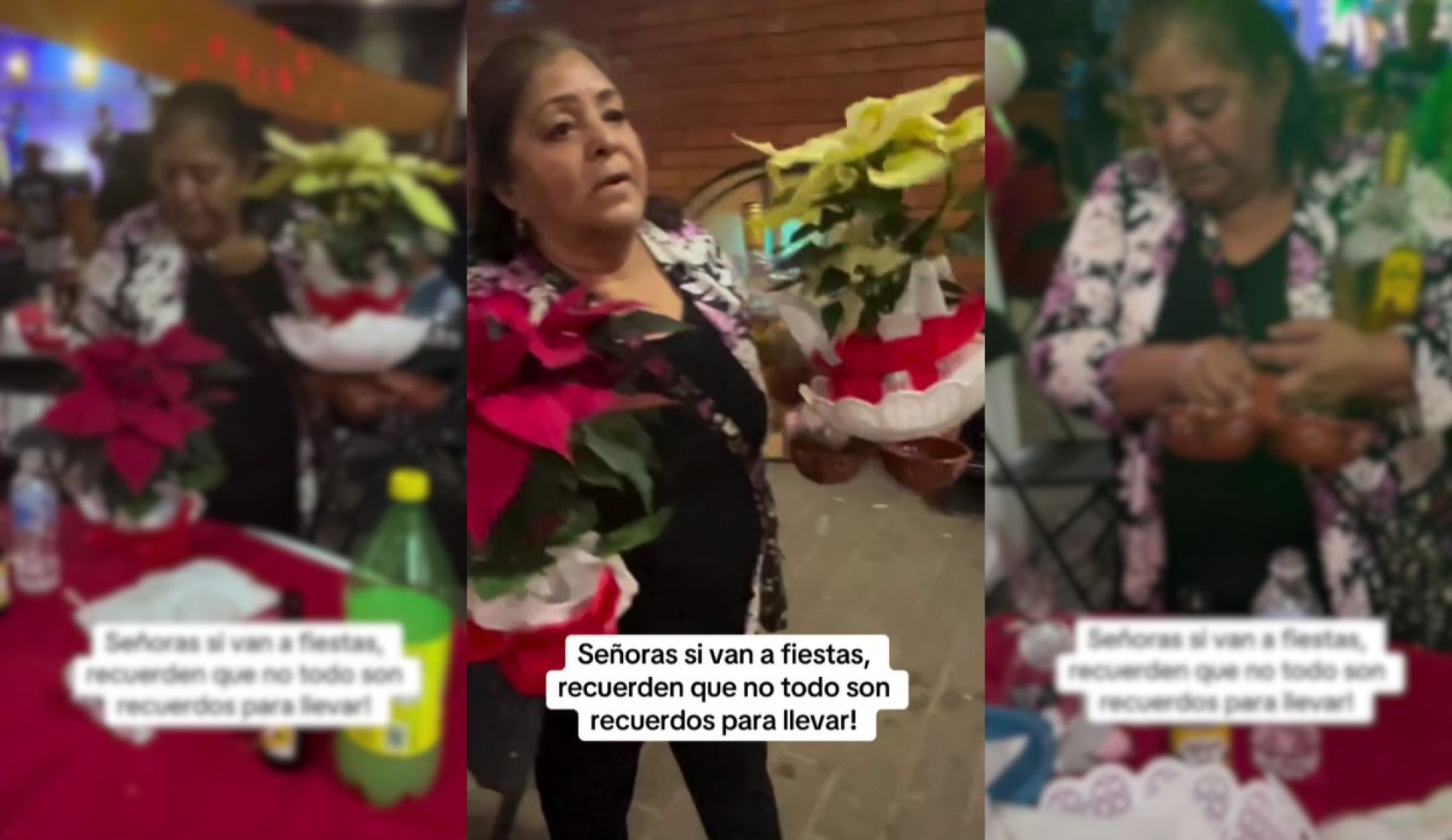 'Solo le faltó cargar la mesa': Mujer causa furor por llevarse más que el centro de mesa