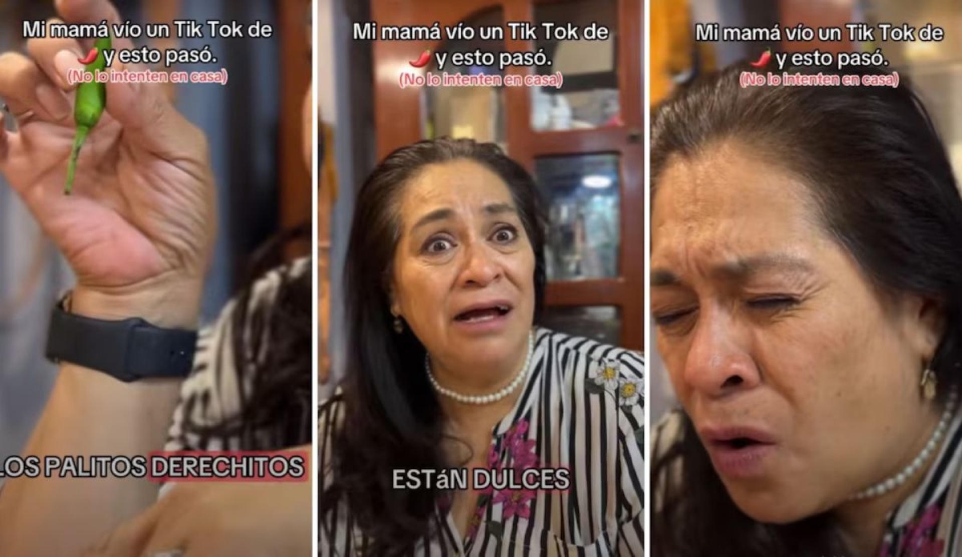 ¡No le creas al tallo! Señora probó un chile 'inofensivo' y su reacción se volvió viral