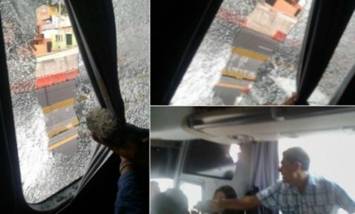 Atacan camión en que viajaban los padres de los 43 de Ayotzinapa