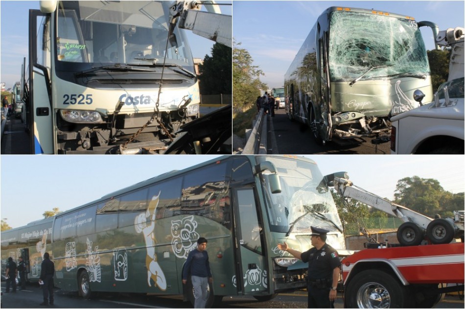 Carambola entre tres autobuses y un auto deja 40 lesionados