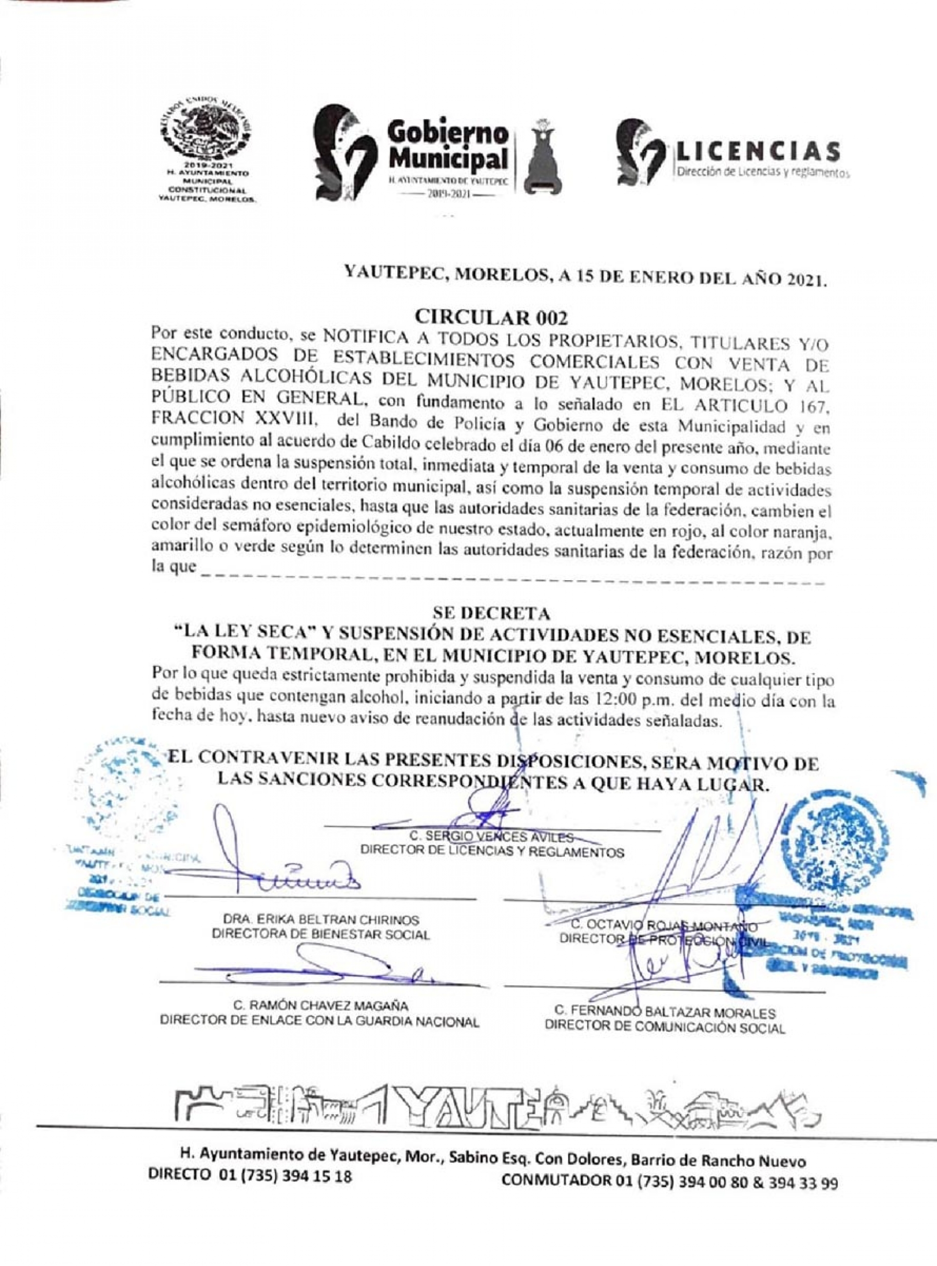 Implementan ley seca en Yautepec por covid-19