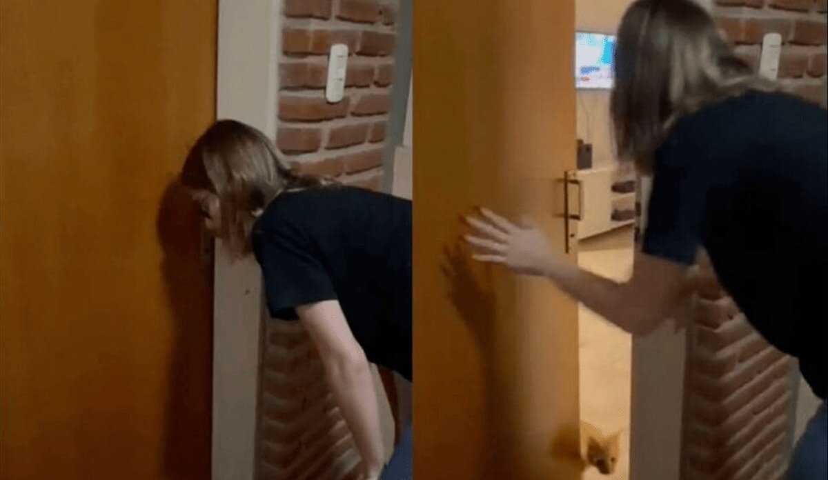 Una mujer olvida las llaves y michi le abre la puerta