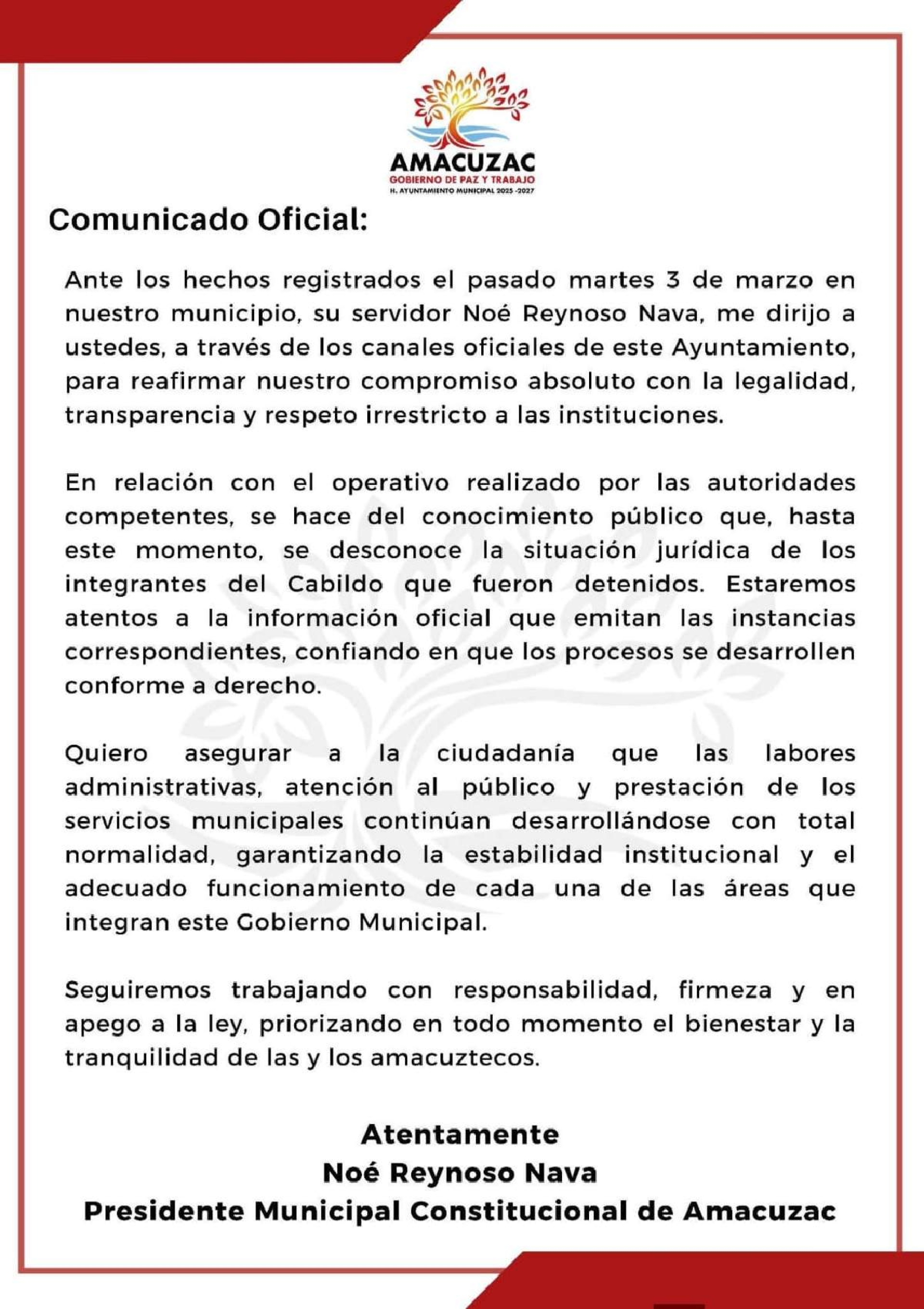 Incertidumbre en Amacuzac tras detención de funcionarios