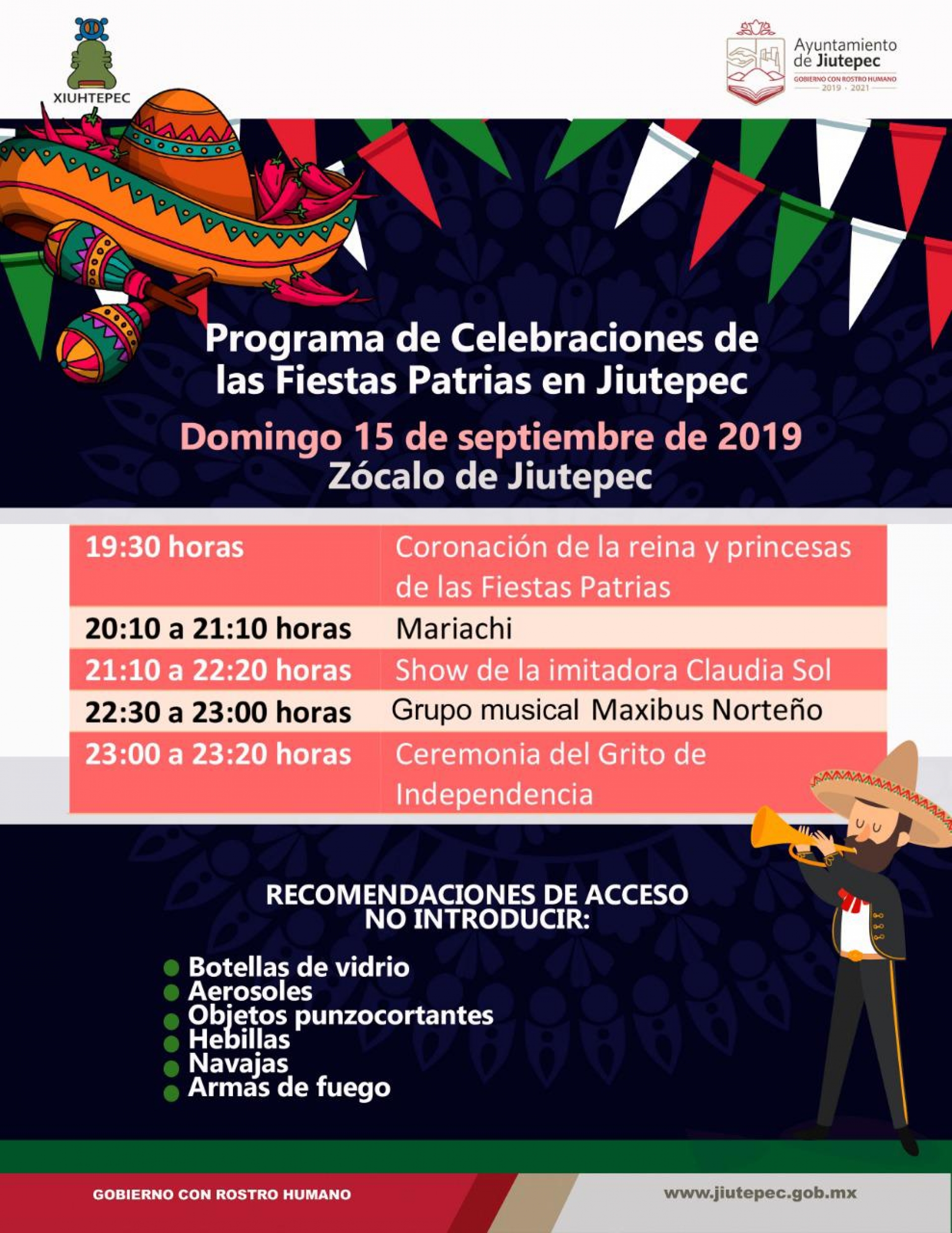 Informa Ayuntamiento de Jiutepec sobre las actividades por festejos patrios