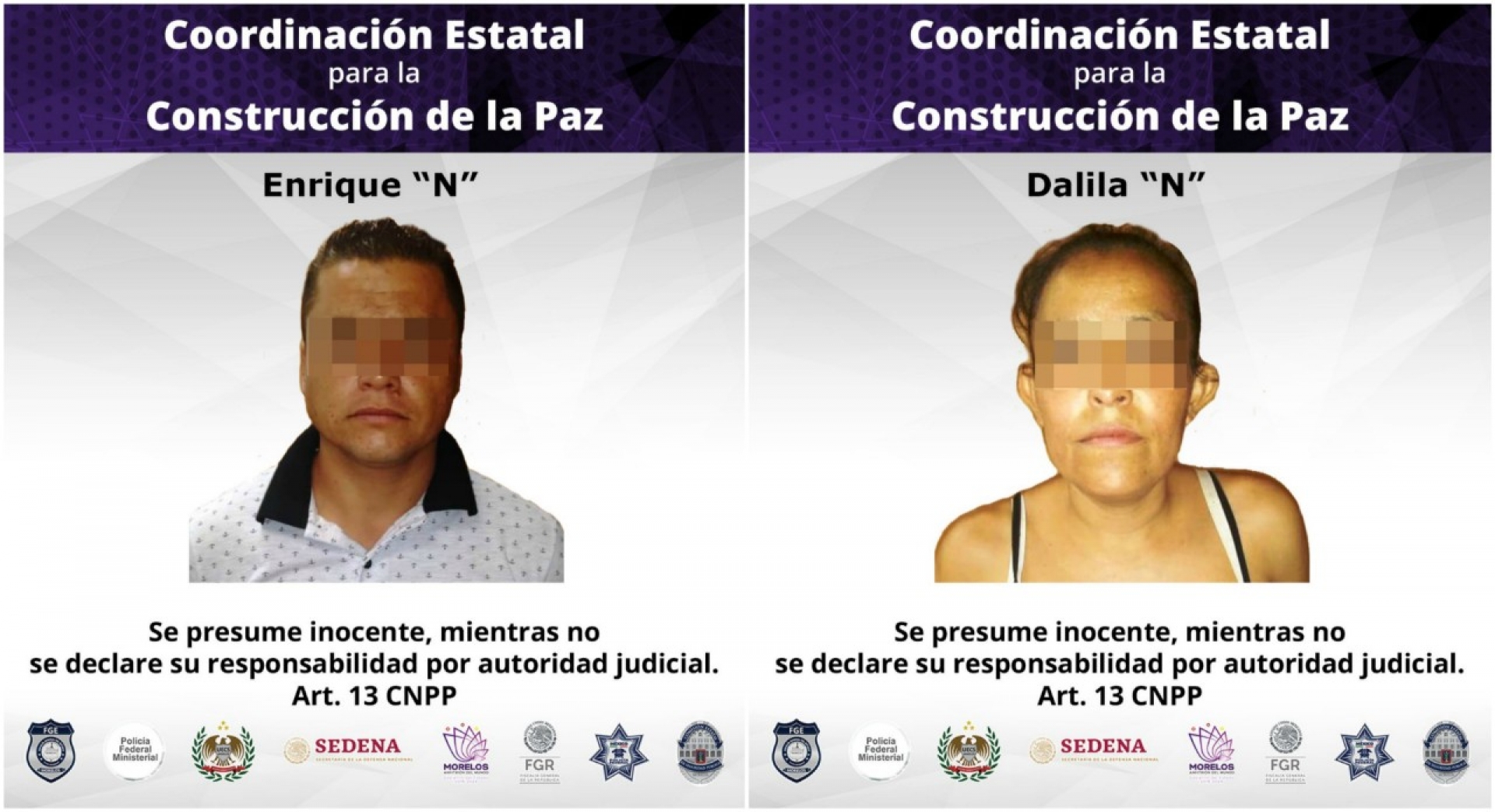 Prisión preventiva contra pareja por presuntos delitos de feminicidio y trata de personas