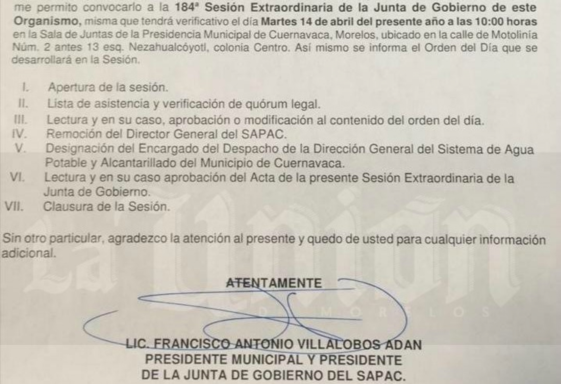 Formalizarán hoy destitución de Mauricio Vega como director del SAPAC