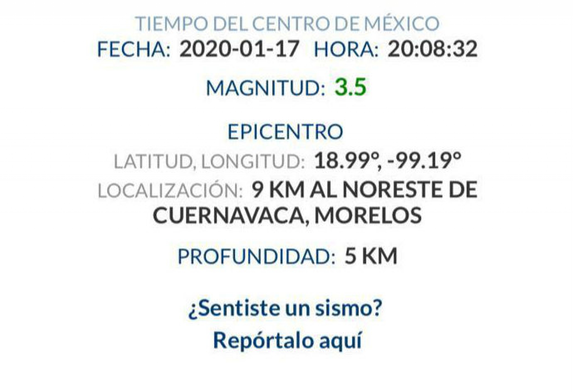Informa CEPCM saldo blanco tras sismo registrado en Cuernavaca