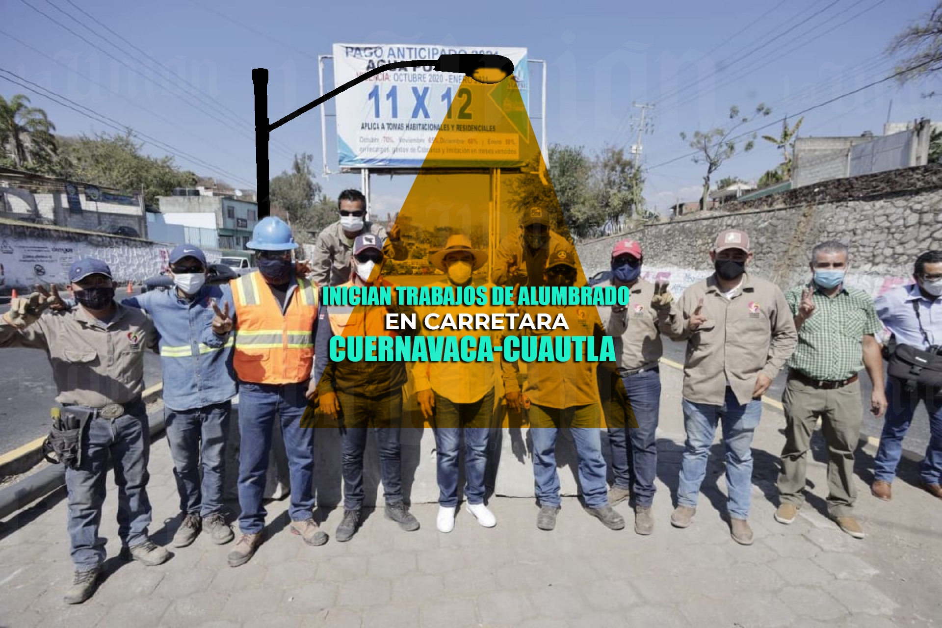 Inician trabajos de alumbrado sobre la carretera Cuernavaca-Cuautla