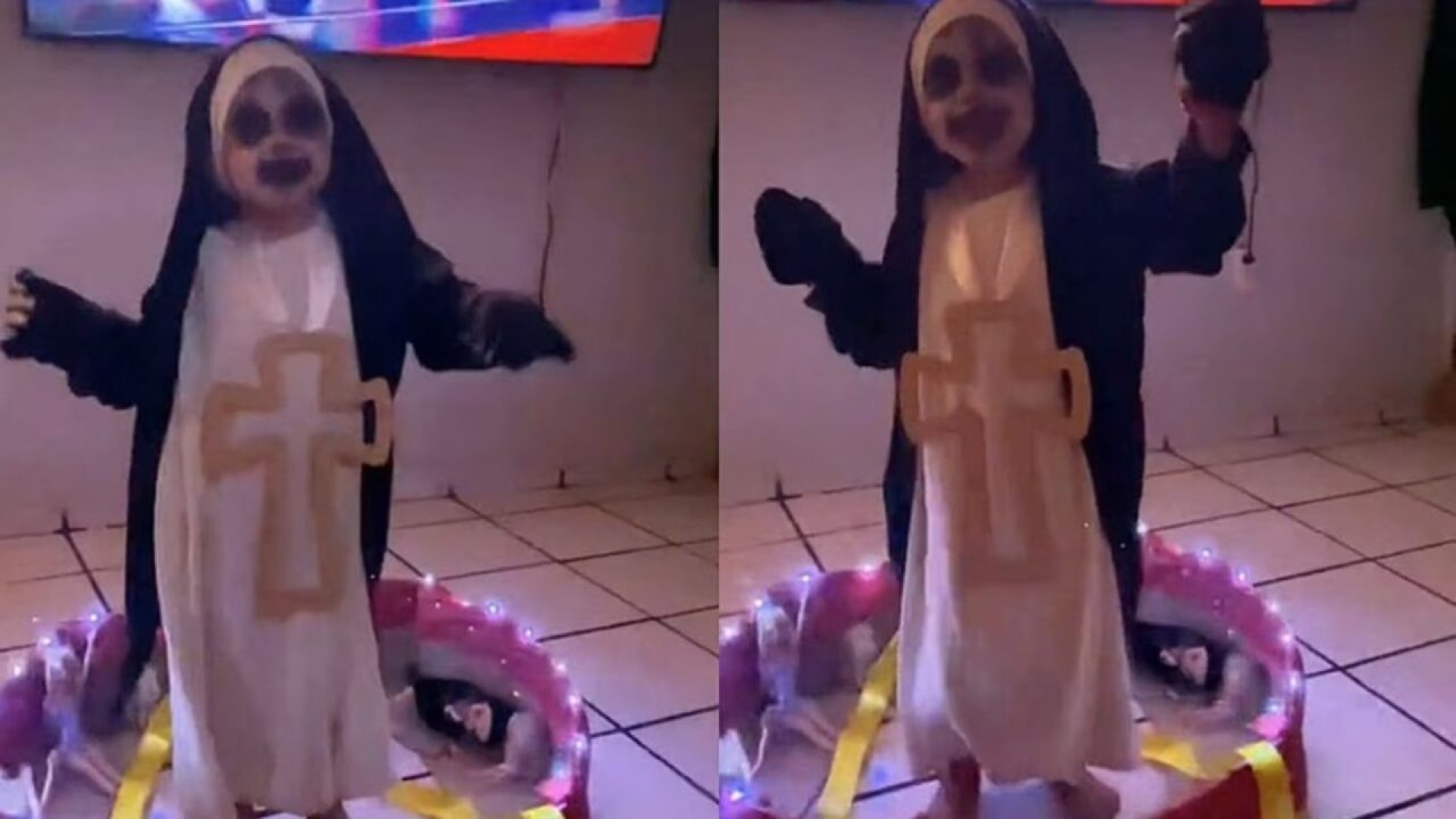 Niña se disfraza de 'mini Monja de la feria' y enternece a las redes con su baile