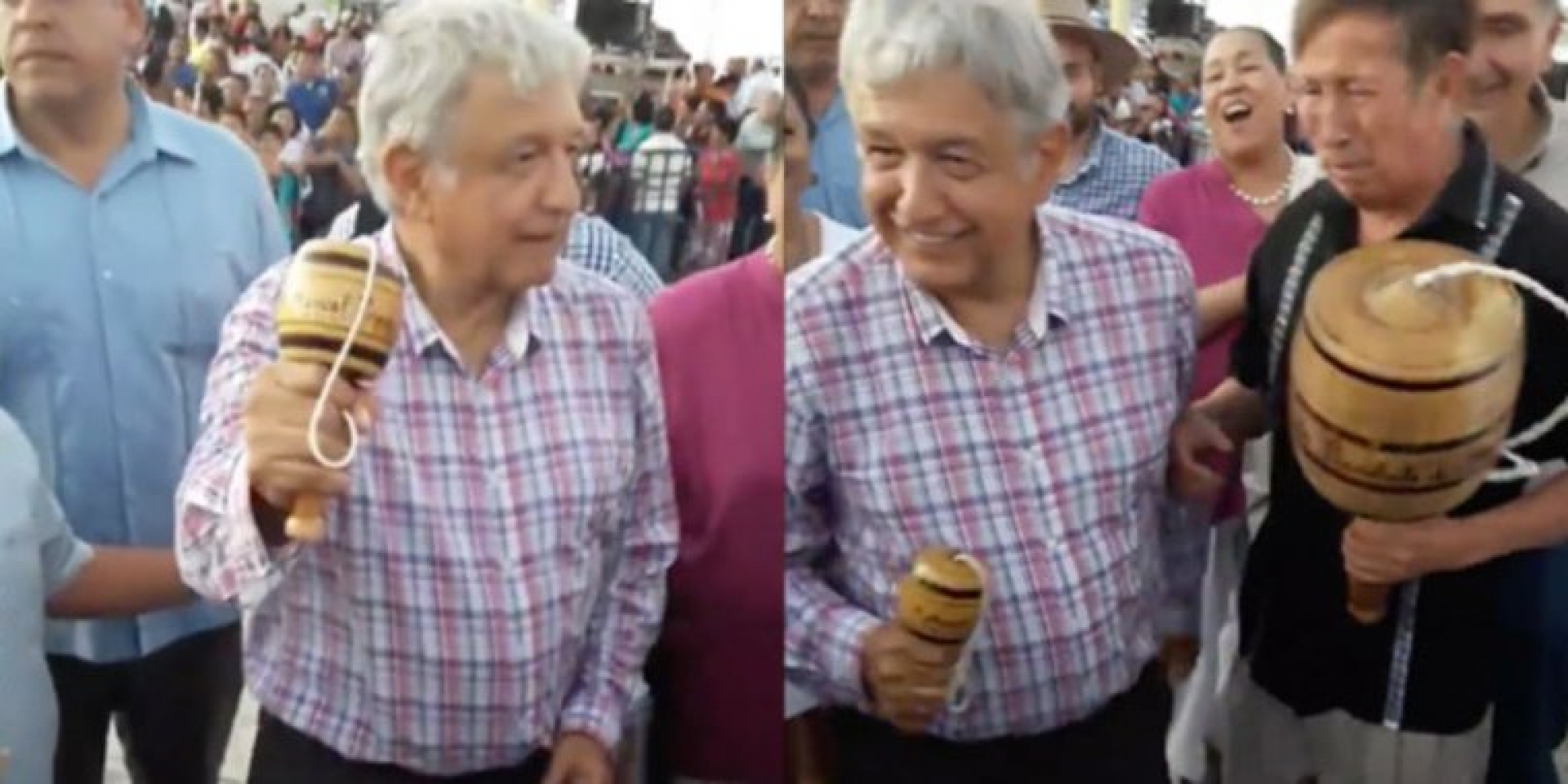 AMLO se enfrentó a un balero y le atinó al tercer intento