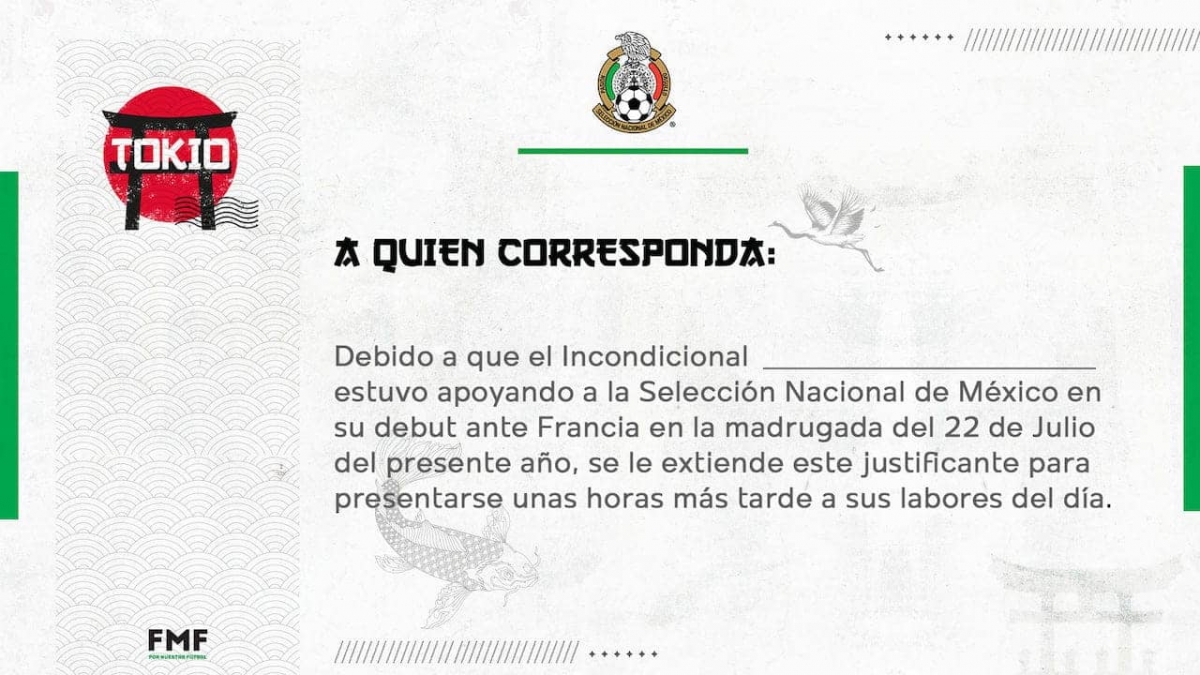 Extienden "justificante" para quienes se desvelaron viendo el México vs Francia