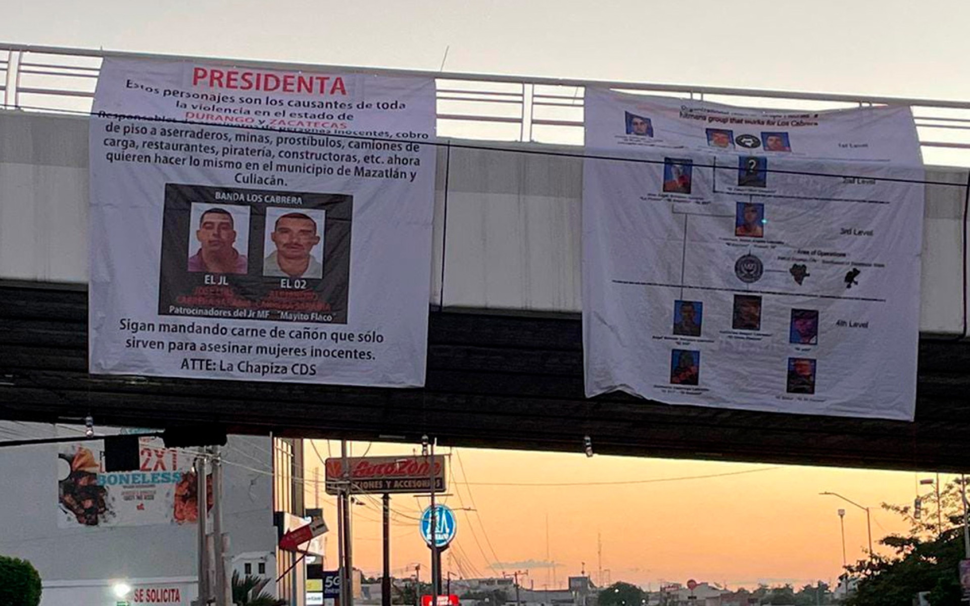 'La Chapiza CDS' coloca mantas en Culiacán con mensaje para Sheinbaum