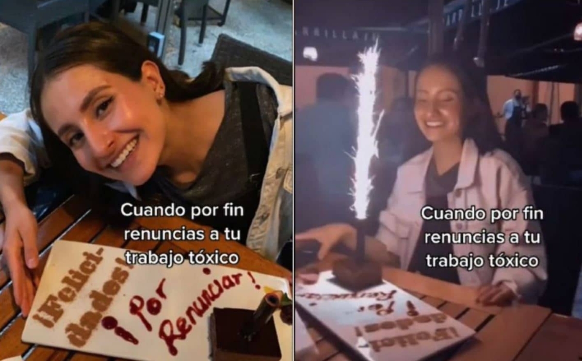 Joven renuncia a trabajo tóxico y lo celebra en familia