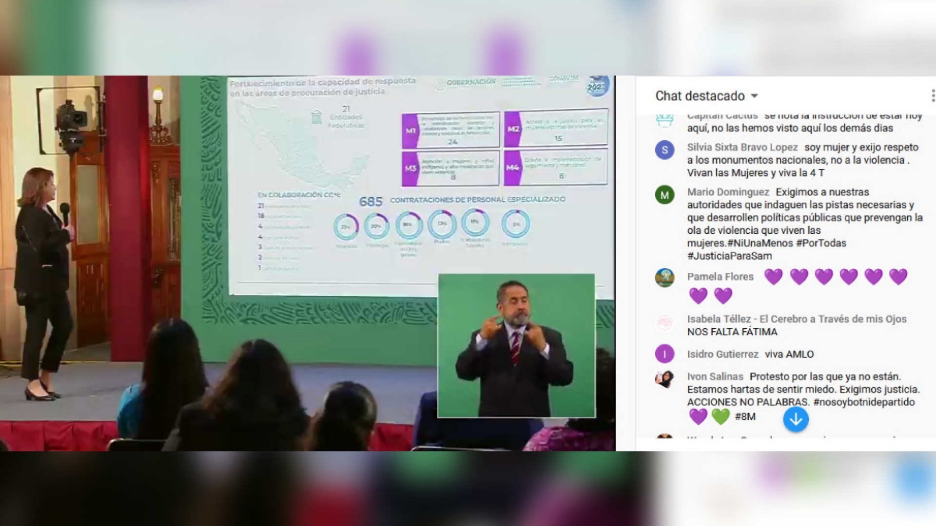 Mujeres se manifiestan virtualmente durante mañanera de AMLO