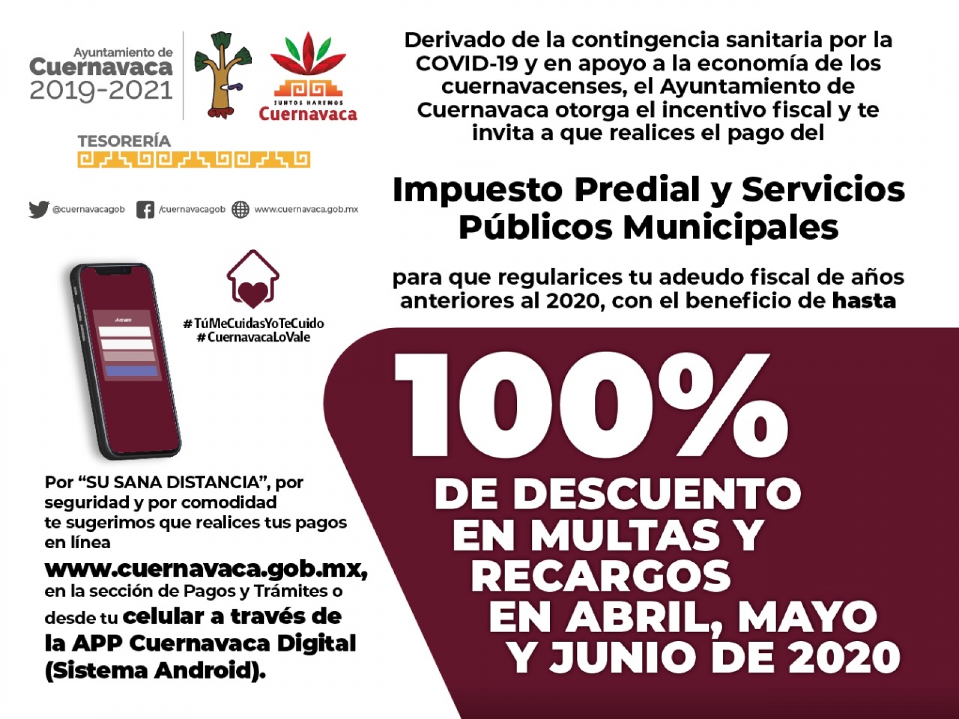 Apoya Ayuntamiento de Cuernavaca a contribuyentes con incentivos fiscales
