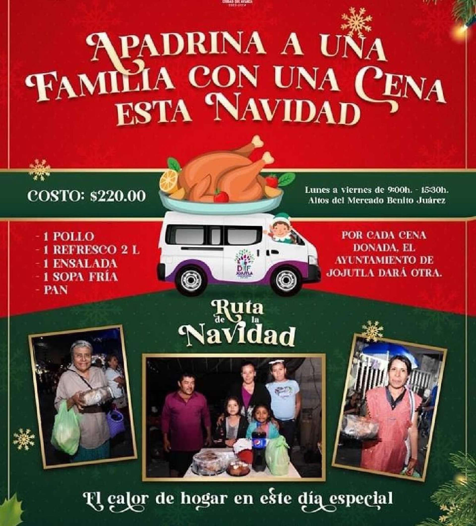 DIF Jojutla invita a apadrinar a una familia con una cena está navidad