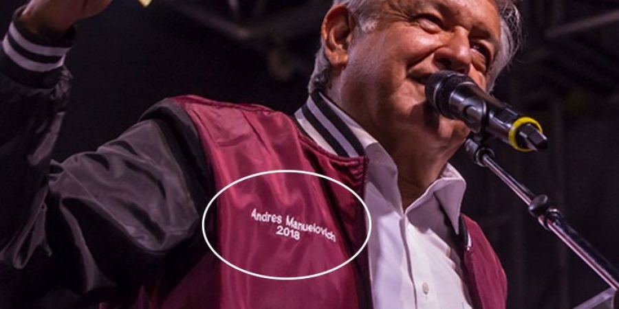 AMLO usa chamarra con el mote ‘Andres Manuelovich 2018’