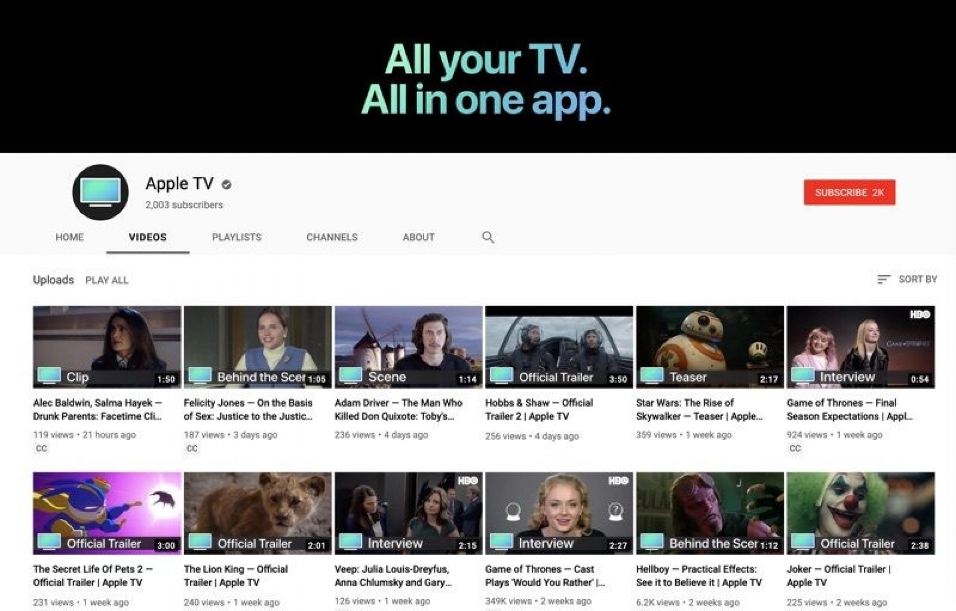 Apple lanza un nuevo canal de 'Apple TV' en YouTube