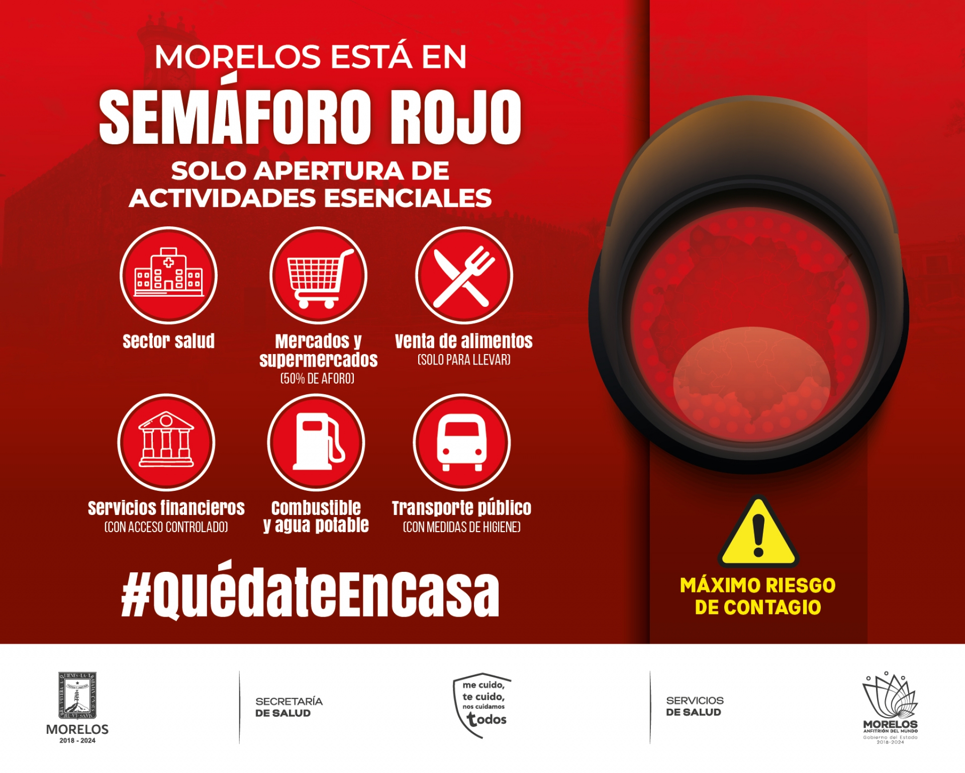 En Morelos, nueve mil 674 casos confirmados acumulados de covid-19 y mil 631 decesos