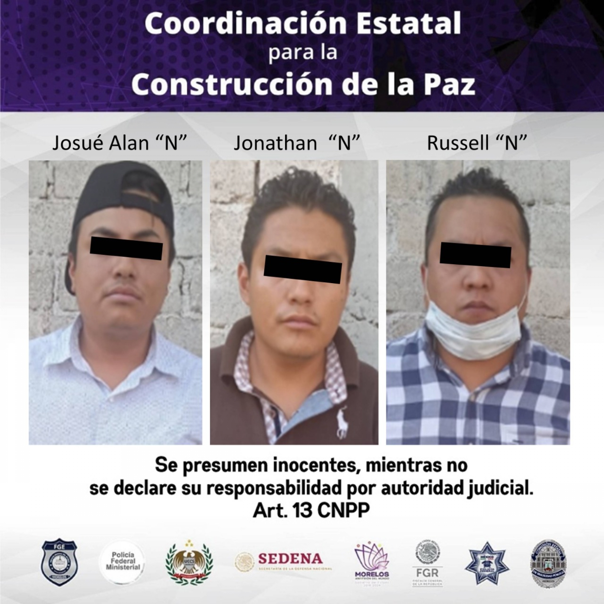 Detienen a tres hombres por presunto robo a casa habitación, en Emiliano Zapata