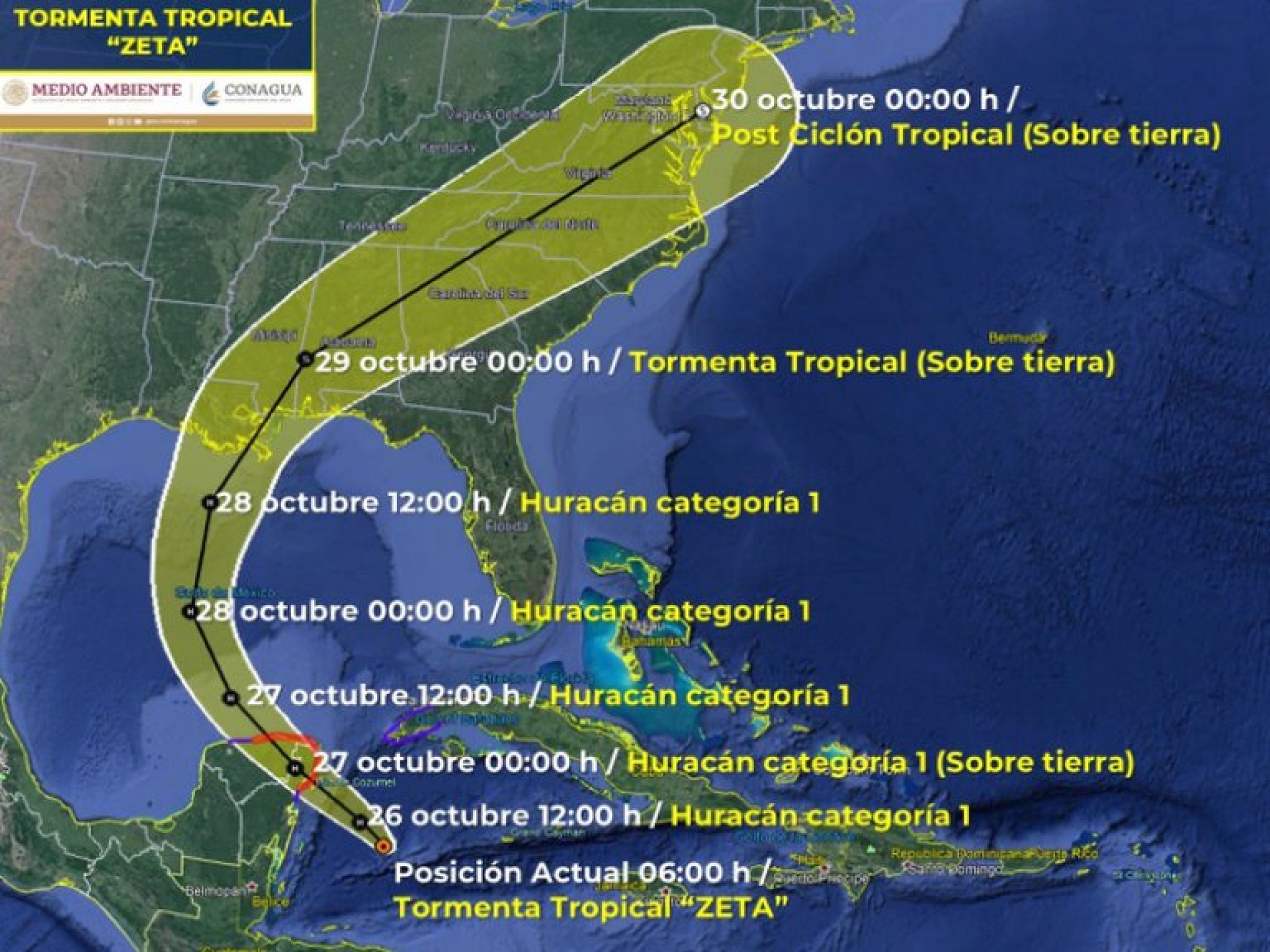 Tormenta tropical Zeta tocaría tierra como Huracán 1, en Cozumel