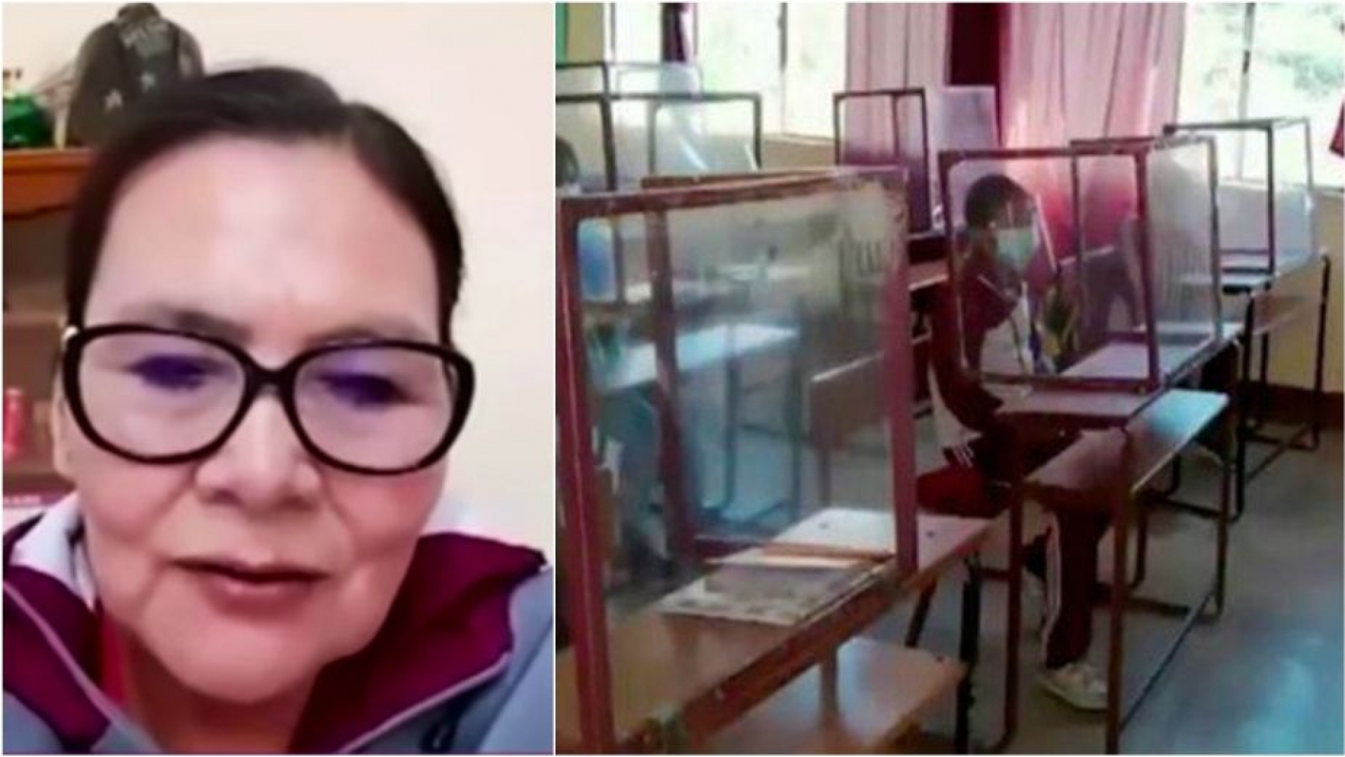 Maestra hace cubículos anti-COVID para cuidar a sus alumnos