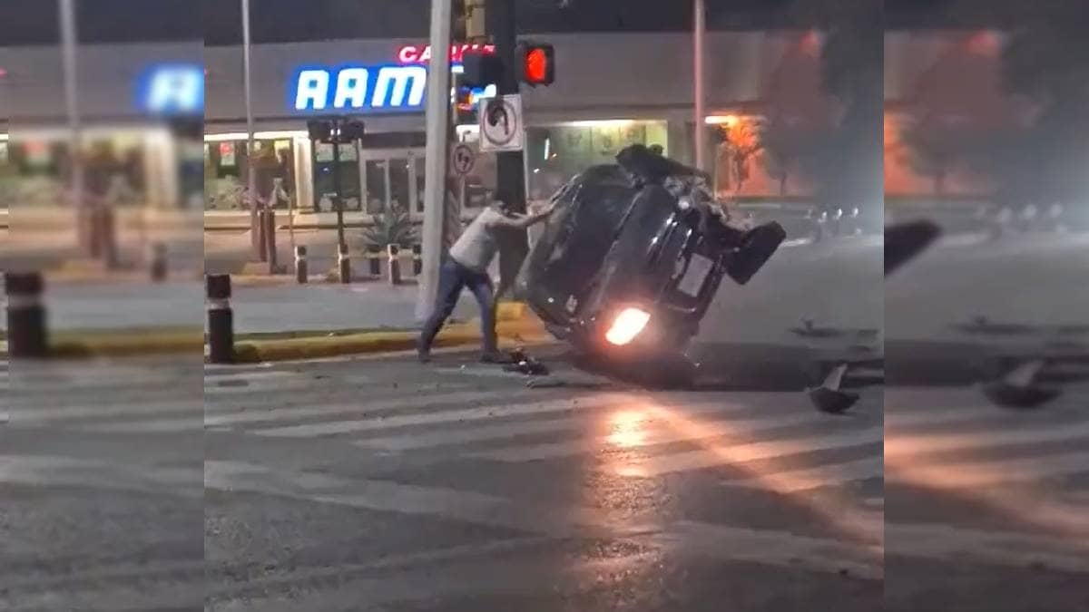 ¡Como superhéroe! Hombre voltea automóvil con sus propias manos