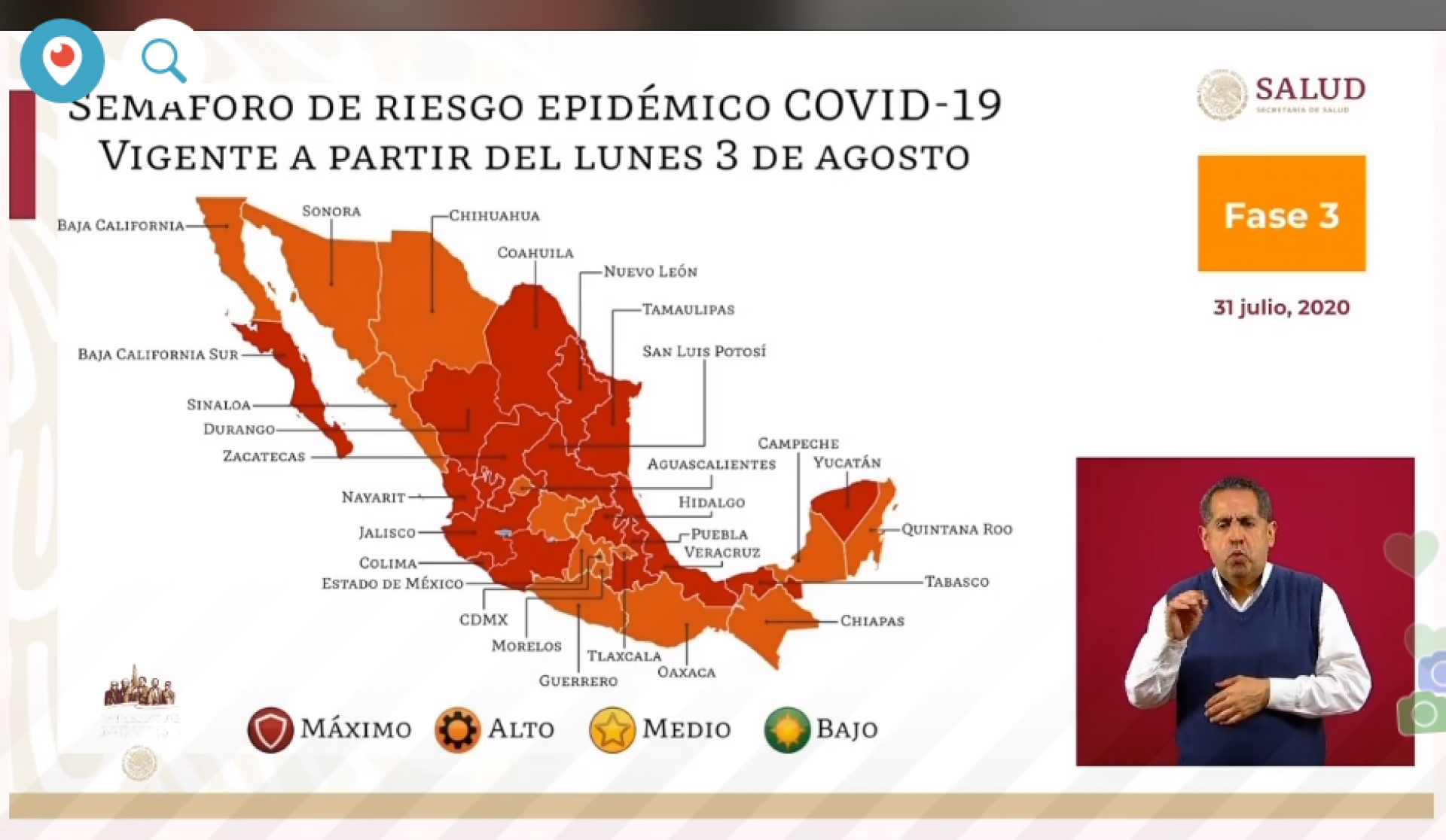424 mil 637 casos de covid-19 confirmados acumulados en México; Morelos permanece en semáforo naranja