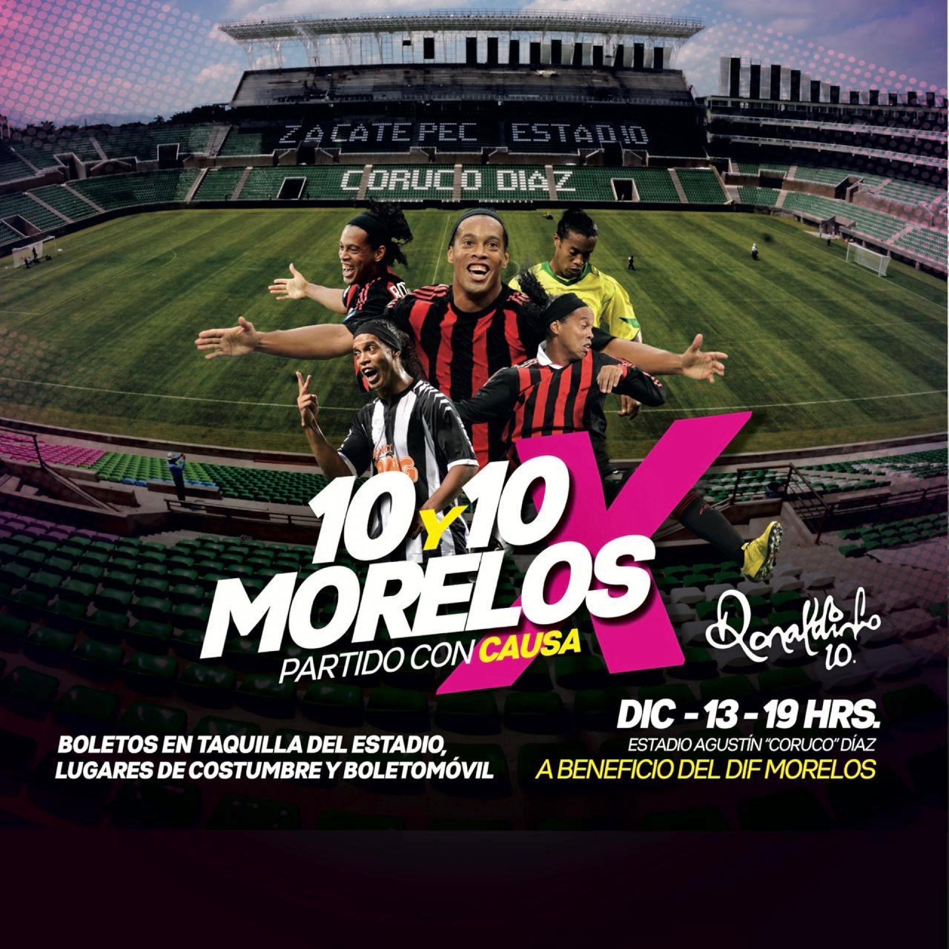 Jugará Ronaldinho en Morelos, a beneficio del DIF estatal