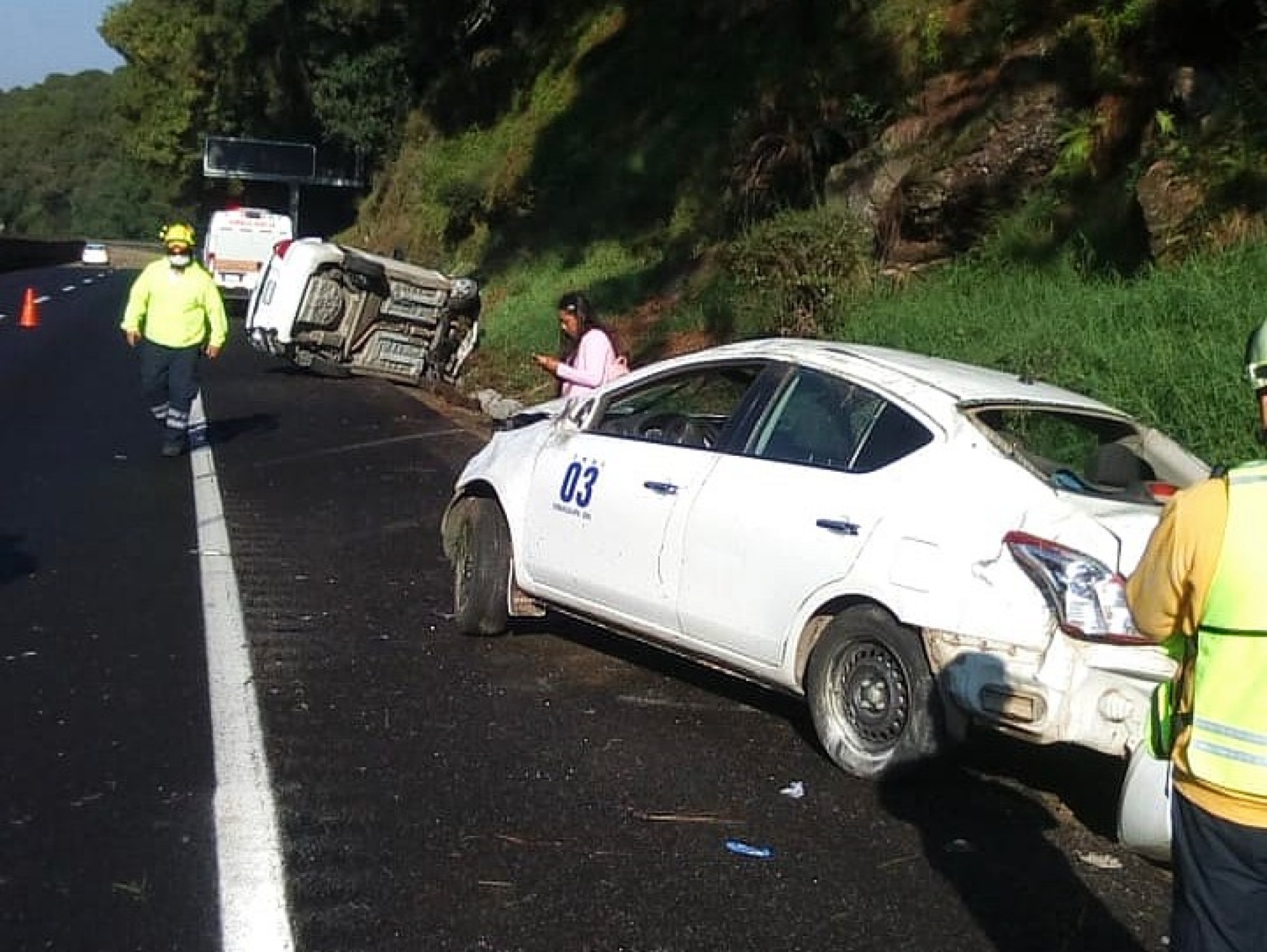 Accidente vehicular en la autopista México-Cuernavaca