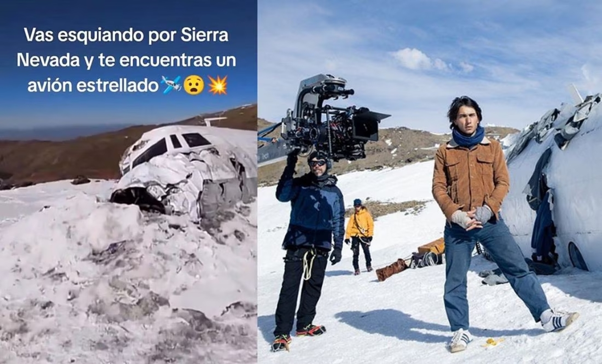Esquiador visita avión de 'La sociedad de la nieve' y causa desconcierto en TikTok
