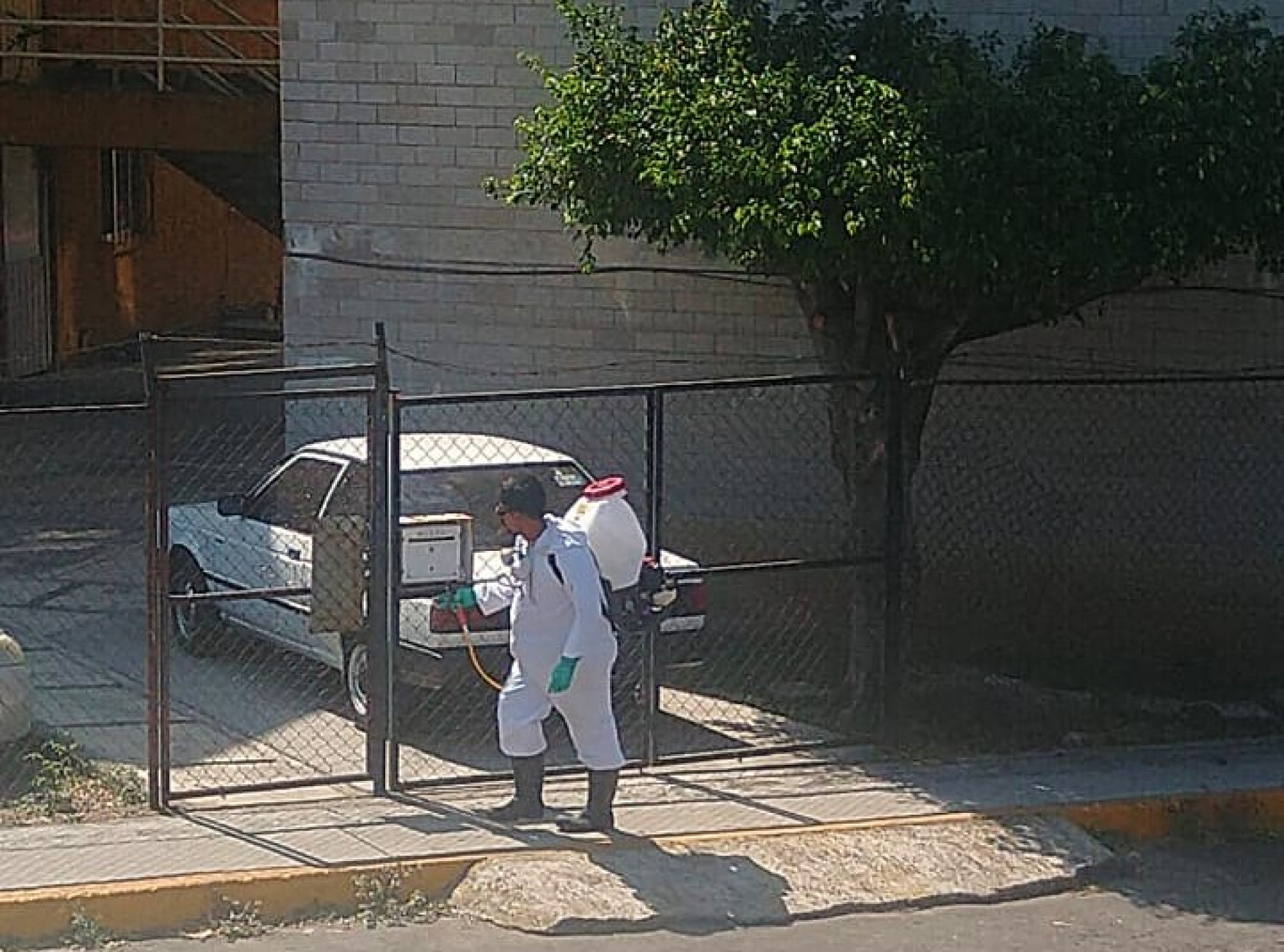 Sanitizan edificios en la colonia Ciudad Chapultepec, en Cuernavaca