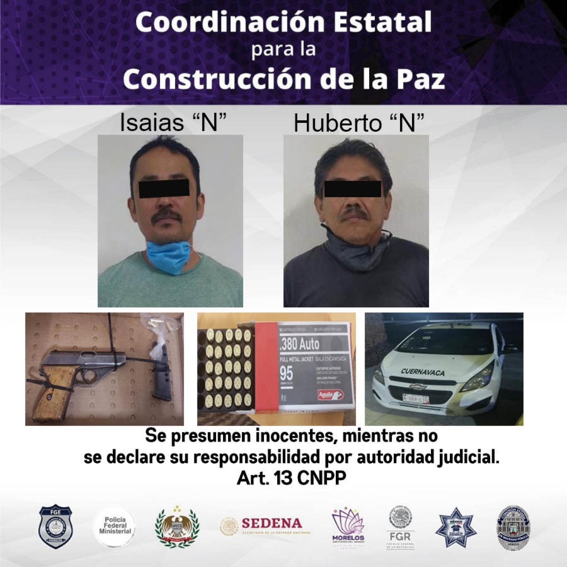 Detenidos, dos hombres por presunta violación a Ley Federal de Armas de Fuego