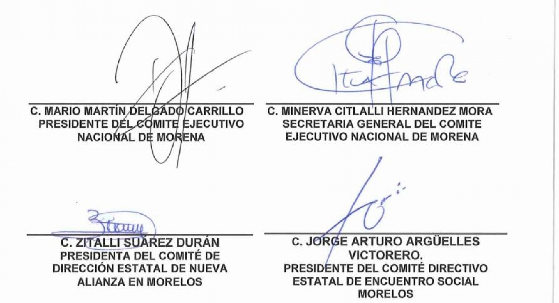 Convenio de candidaturas comunes de Morena con PES y Nueva Alianza en Morelos