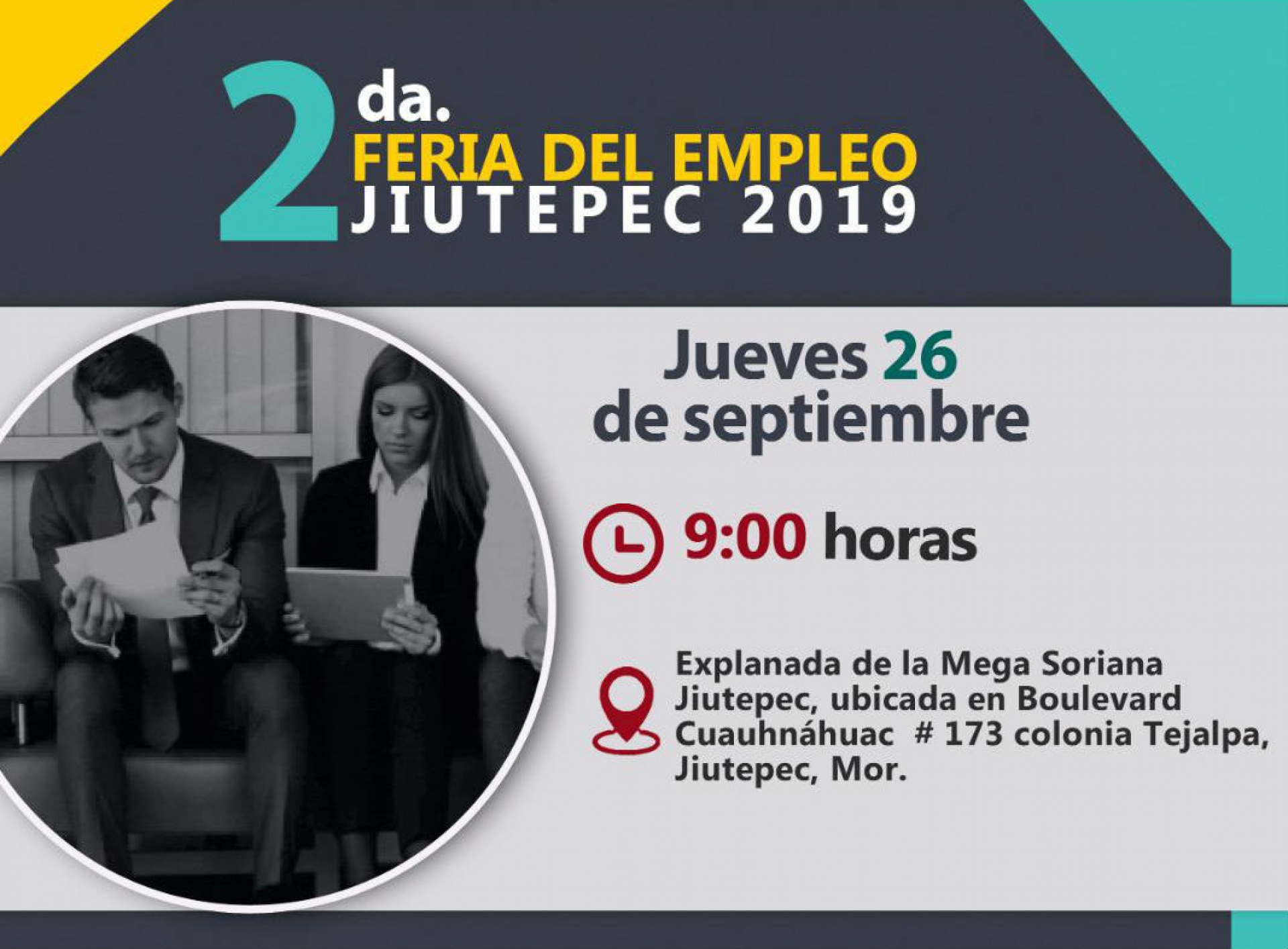 Invita Ayuntamiento de de Jiutepec a la segunda feria del empleo 2019