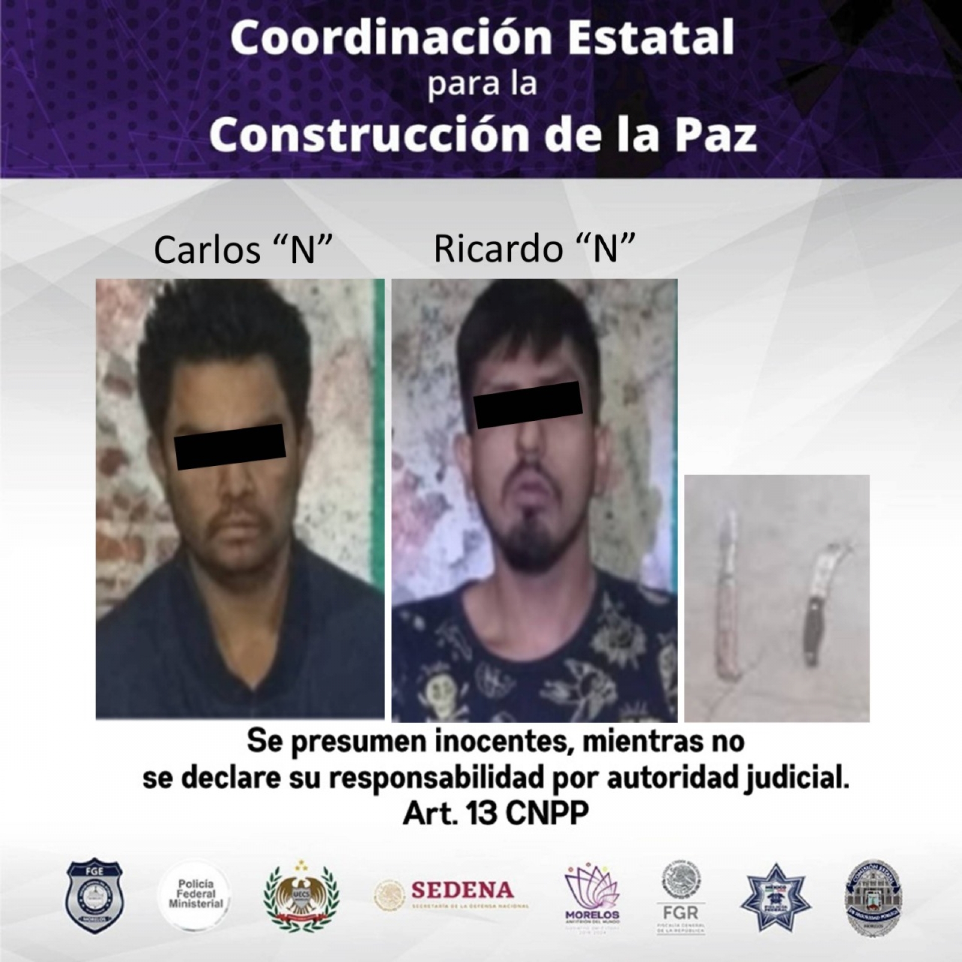Detiene Mando Coordinado a dos hombres por presunto robo, en Jiutepec