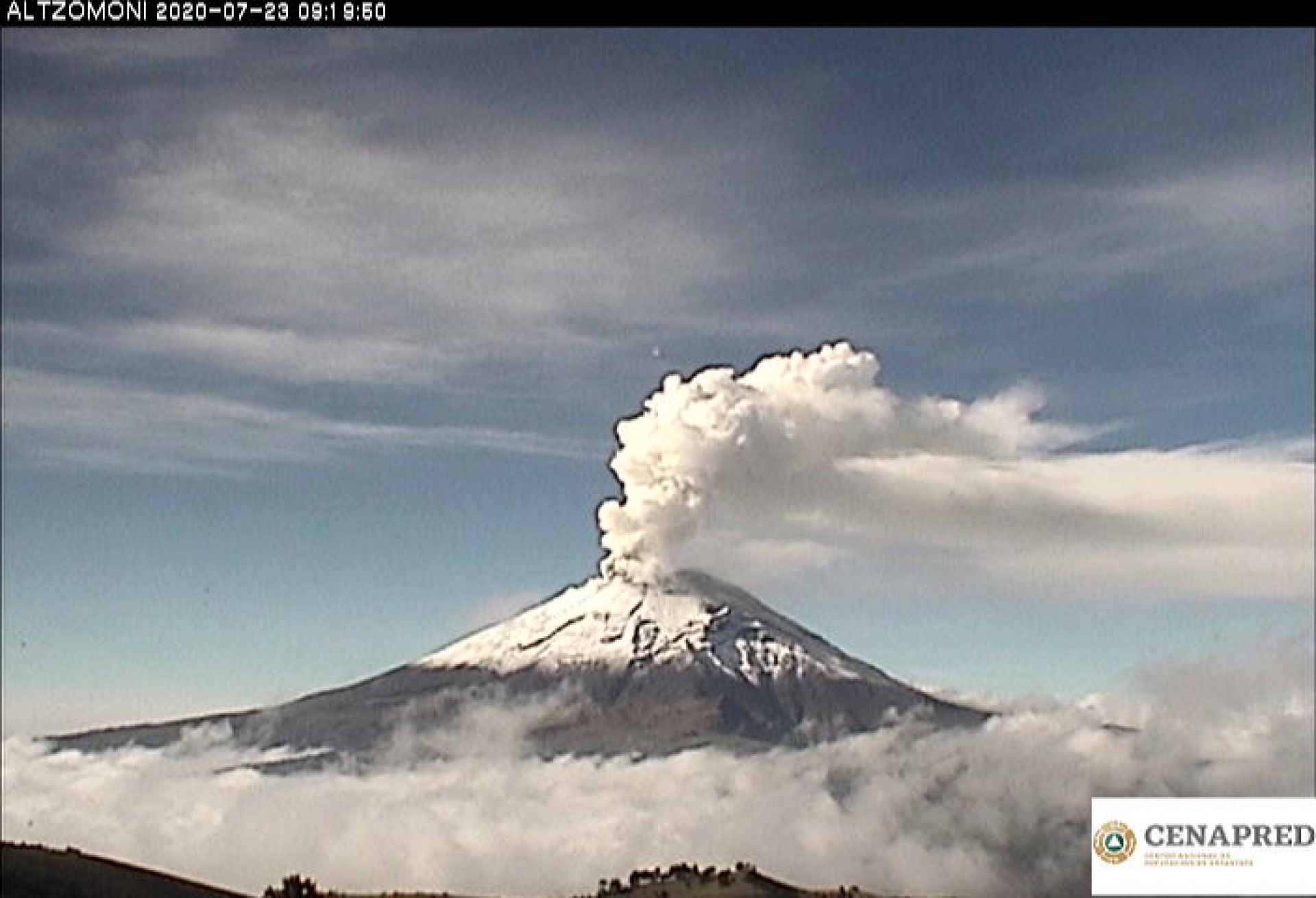 Identifican sistemas de monitoreo 9 exhalaciones del volcán Popocatépetl